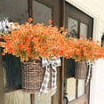 thumbnail image 3 of Morttic 6 Pack Artificial Fall Flowers Fake Eucalyptus Plant UV Resistant No Fade Faux Plastic Shrubs Home Garden Porch Patio Autumn Decoration (Green Orange), 3 of 8