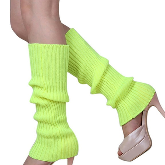 NUZYZ 1Pair Women Winter Warm Vertical Stripes Solid Candy Colors Leg Warmers Knitting Socks for Home