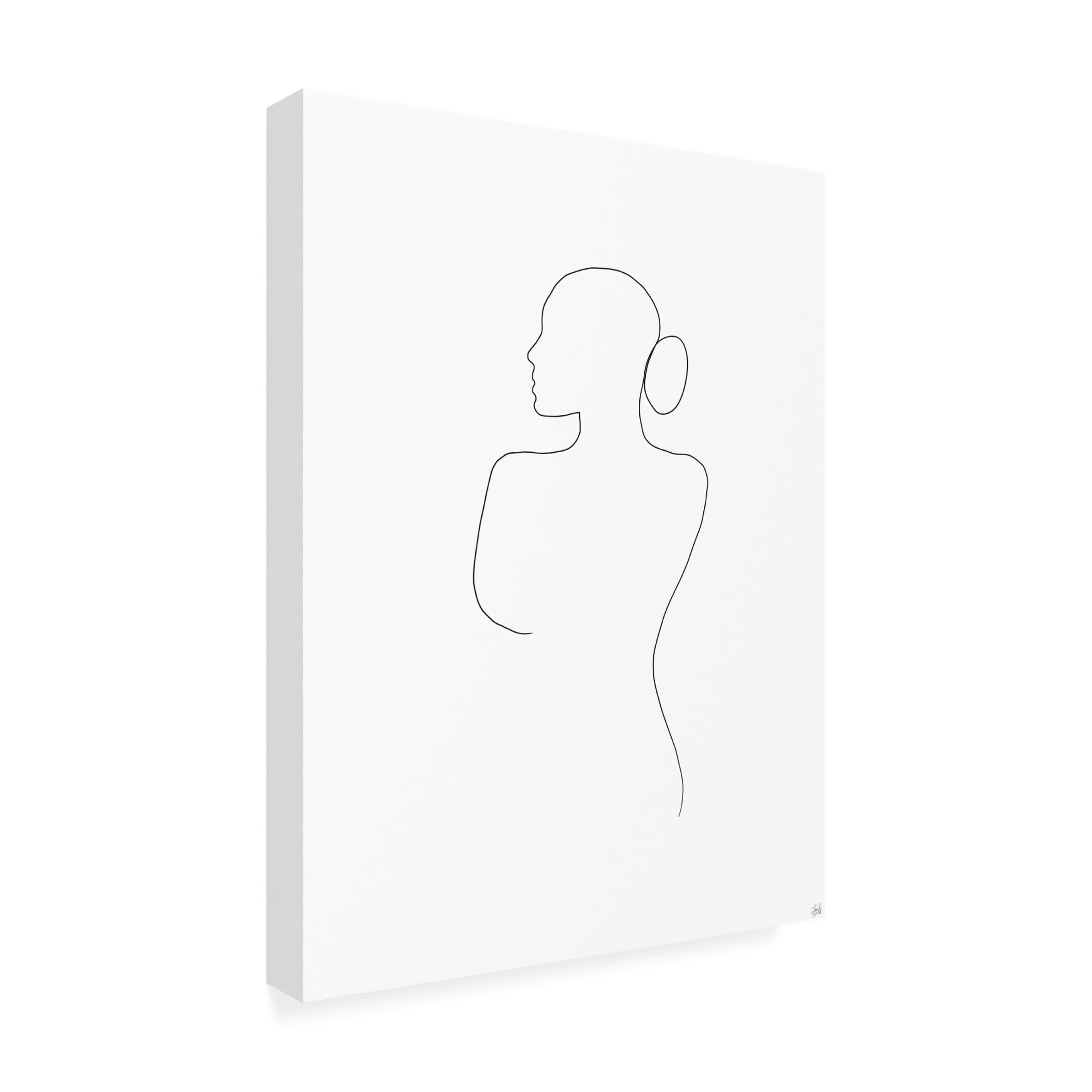 Canvas Wall Art - Line and Brush 'Line Female Back 2' Wall Art for Living Room, Bedroom, or Office Décor by Trademark Fine Art - 18 x 24 Inches