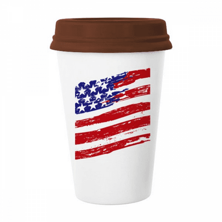 

Stars And Stripes Specific America Country Flag Mug Coffee Drinking Glass Pottery Cerac Cup Lid