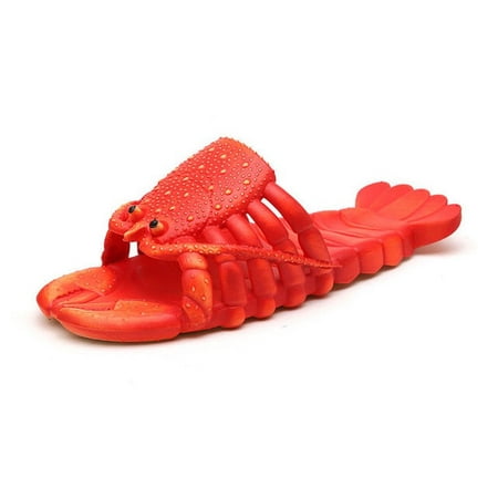 

QWZNDZGR Red Crawfish Sandals Women Flat Summer Shoes Woman Slides Slippers Lobster Design Womens Animal Sandals Unisex Big Size 24-47