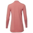 thumbnail image 3 of A2Y Women's Basic Solid Soft Cotton Long Sleeve Mock Neck Top Shirts Dusty Rose S, 3 of 5