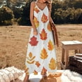 thumbnail image 2 of Autumn Harvest Maple Leaves Thanksgiving Sleeveless Dress Women's Luxury Party Dress Birthday Dresses for Women, 2 of 7