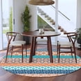 thumbnail image 3 of Round Rugs 6Ft, Teal Orange Striped Round Area Rug Washable Indoor Throw Carpet, Boho Modern Geometric Abstract Art Soft Non Slip Circle Rug for Office Cabinet Home Decor Aesthetic, 3 of 8