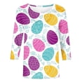 thumbnail image 3 of VALMASS Easter 3/4 Sleeve Round Neck Shirts Women Casual Cute Print Tee Plus Size Pullover Tops (M, A-Purple), 3 of 5