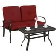 thumbnail image 3 of Cloud Mountain Iron Olefin Set Of 2 Patio Club Chairs With Brick Red CM0076, 3 of 8