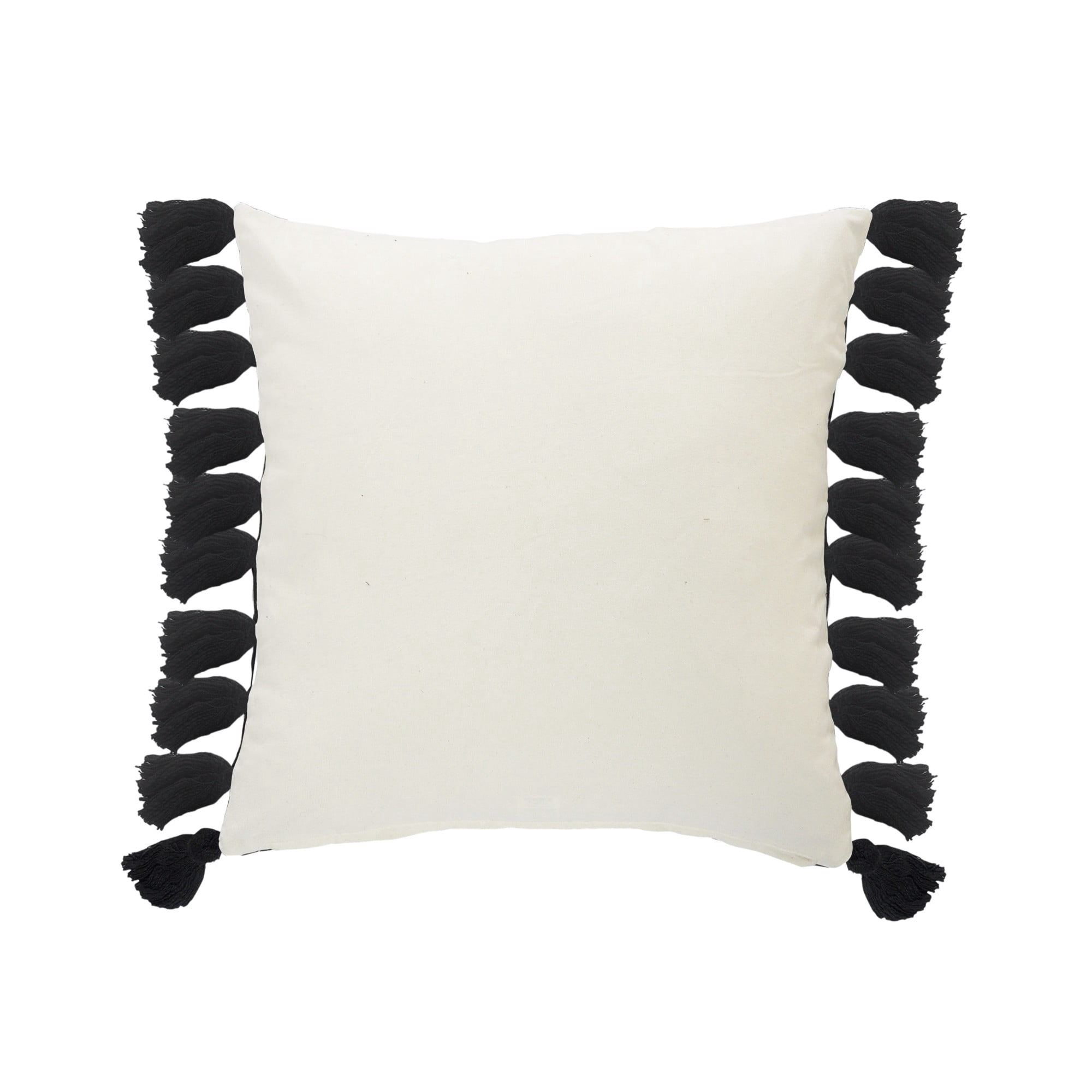 Laddha Home Designs Handwoven Broad Striped Cotton Throw Pillow Cover - 20" - White and Black