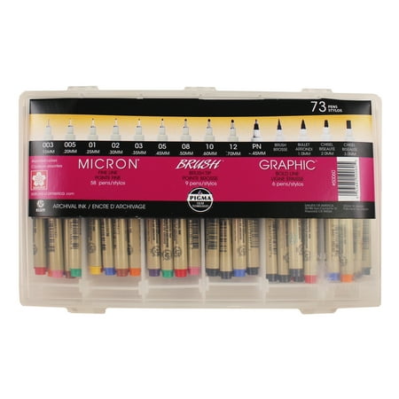 Sakura Pigma Ink Gift Set & Reusable Storage Case  73-Pens