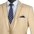 thumbnail image 2 of Luxurious Men's Slim-Fit 3-Piece Textured Solid Trimmed Lapel Suit - Beige 36S, 2 of 4