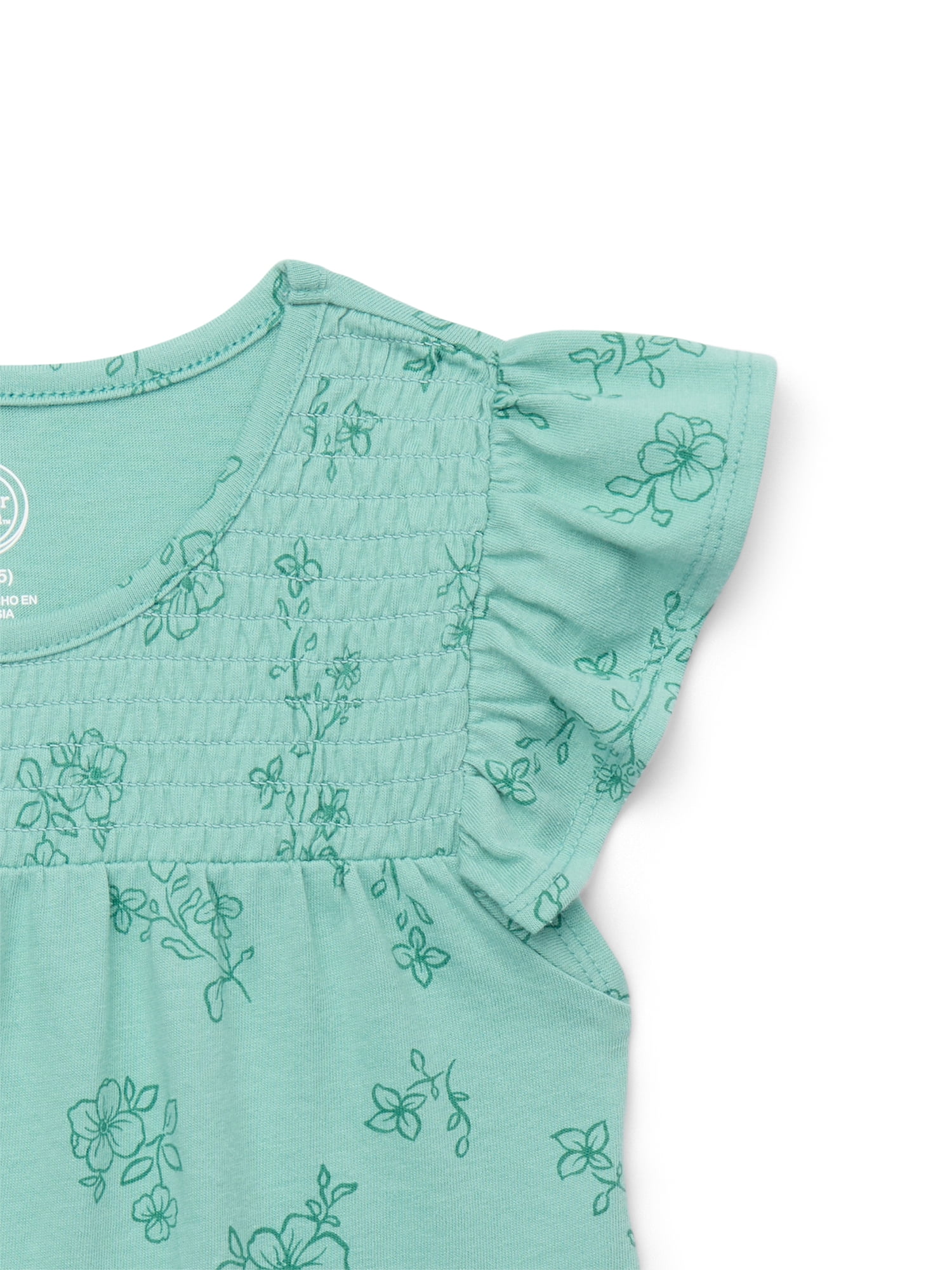 Wonder Nation Girls Smocked Flutter Sleeve Top, Sizes 4-18 & Plus