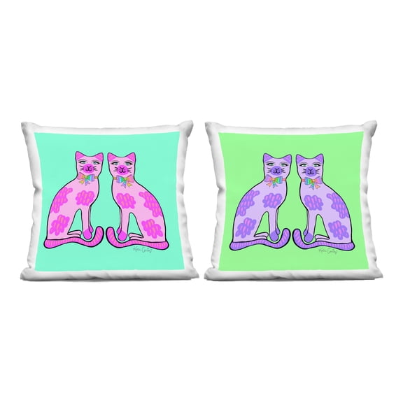Stupell Industries Funky Whimsy Cat Pairs Design by Katie Conley Throw Pillow (Set of 2)
