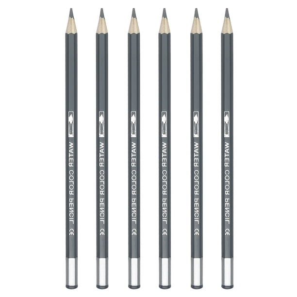 Lápiz Acuarelable Uxcell, 6 Piezas de Lápices Solubles para Mezclar, Colorear, Dibujar Bocetos, Pintar, Gris
