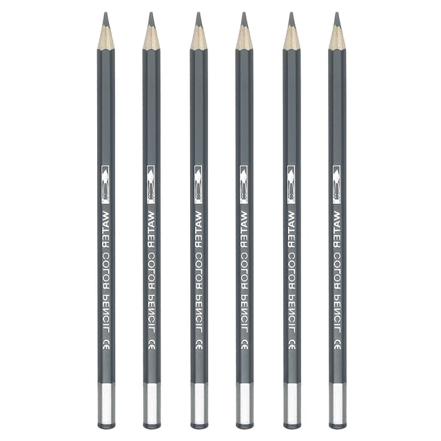 Lápiz Acuarelable Uxcell, 6 Piezas de Lápices Solubles para Mezclar, Colorear, Dibujar Bocetos, Pintar, Gris