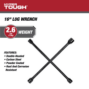 Hyper Tough Heavy Duty Lug Wrench Carbon Steel Tire Iron 16-inch, Black