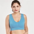 thumbnail image 1 of Women's Pure Comfort Plus Size Bras Size 4xl-6xl, T-shirt Bra Women Bra Full Coverage,wireless Bra with Removable Padding,Light Blue,4XL, 1 of 4