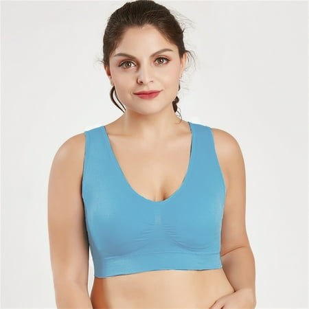 

Women Bras Full Coverage Comfortable Push Up Wide Strap Bra Bralette Plus Size Light Blue 5XL