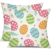 Easter Pillow Covers 18x18 Set of 2 Easter Colorful Egg Decor for Throw Pillows Covers Spring Farmhouse Pillow Covers Decor Couch Living Room 83A
