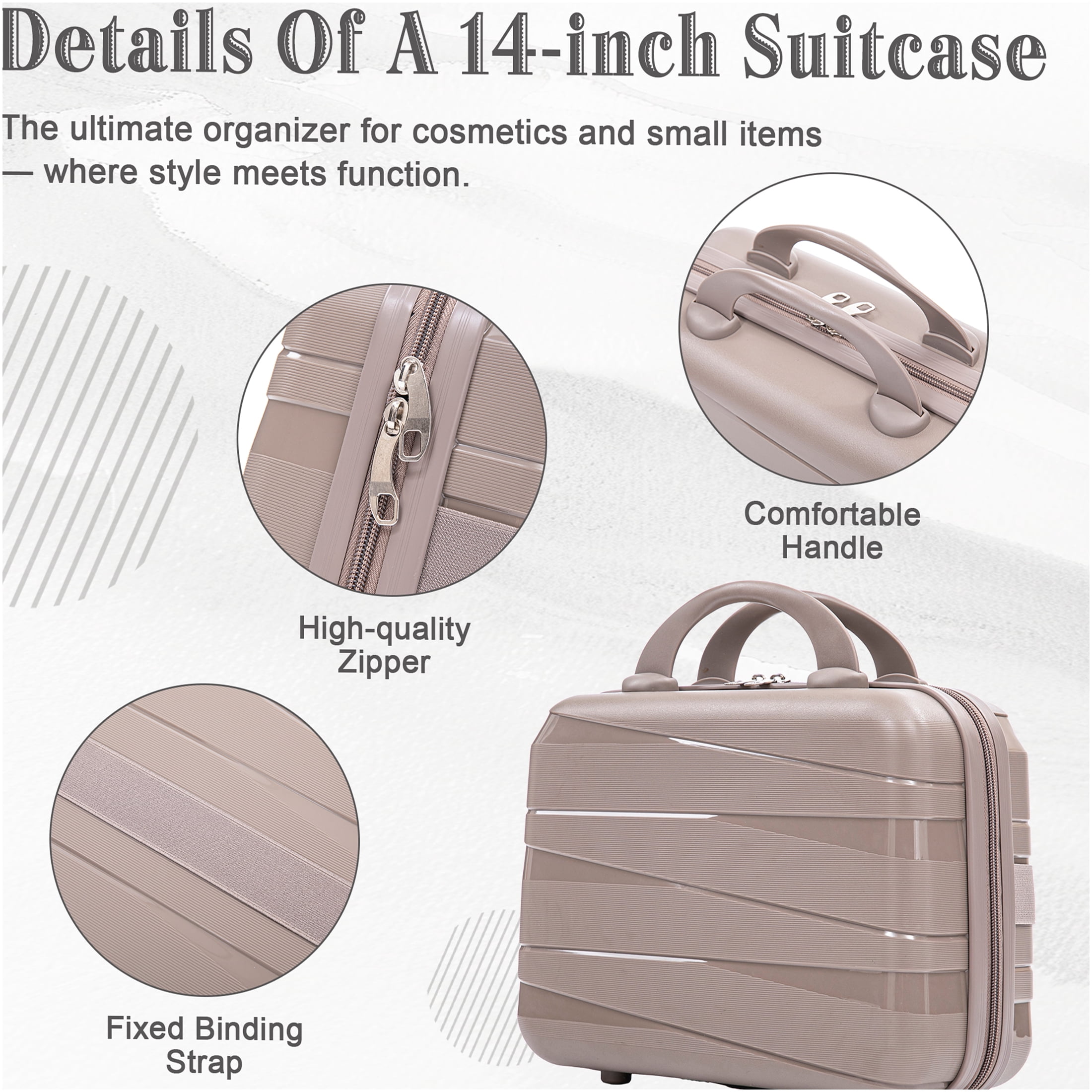 JERFIT 4-Piece Luggage Set with Cosmetic Case, Hardside Spinner Suitcases with TSA Lock, Lightweight Carry On Checked Luggage for Travel