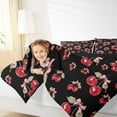 thumbnail image 4 of Homewish Watercolor Cherry Bedding Comforter Set for Girls, Kawaii Bowtie Twin Comforter Sets, Tropical Fruit Leaves Bedding Set, Black Red Bedroom Decor, 4 of 8