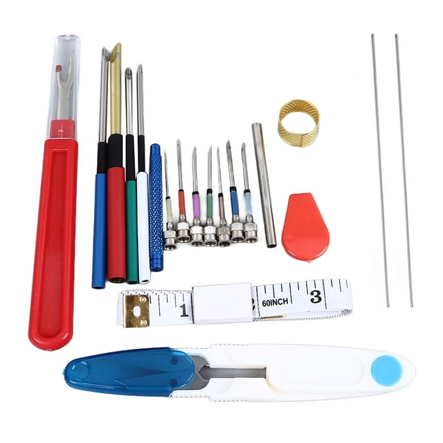 Kit de 20 piezas de agujas de perforación, enhebradores de agujas, herramientas de bordado para punto de cruz, kits de bordado con agujas de perforación para principiantes