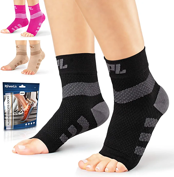Powerlix Plantar Fasciitis Socks (Pair), Ankle Support Brace for Women &  Men, Toeless Compression Foot Sleeve for Neuropathy, Arch and Heel Pain -  Better Than Night Splint & Insoles - Walmart.com