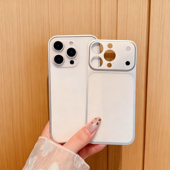 For iPhone 13 Pro Max Metal Phone Case,2-in-1 Back   Frame,Cover Shape like iPhone 17 Pro,Anti-Scratch Shokcproof Anti-fall Drop Protection,Ultra Slim Rugged Durable Phone Case Cover,Silver