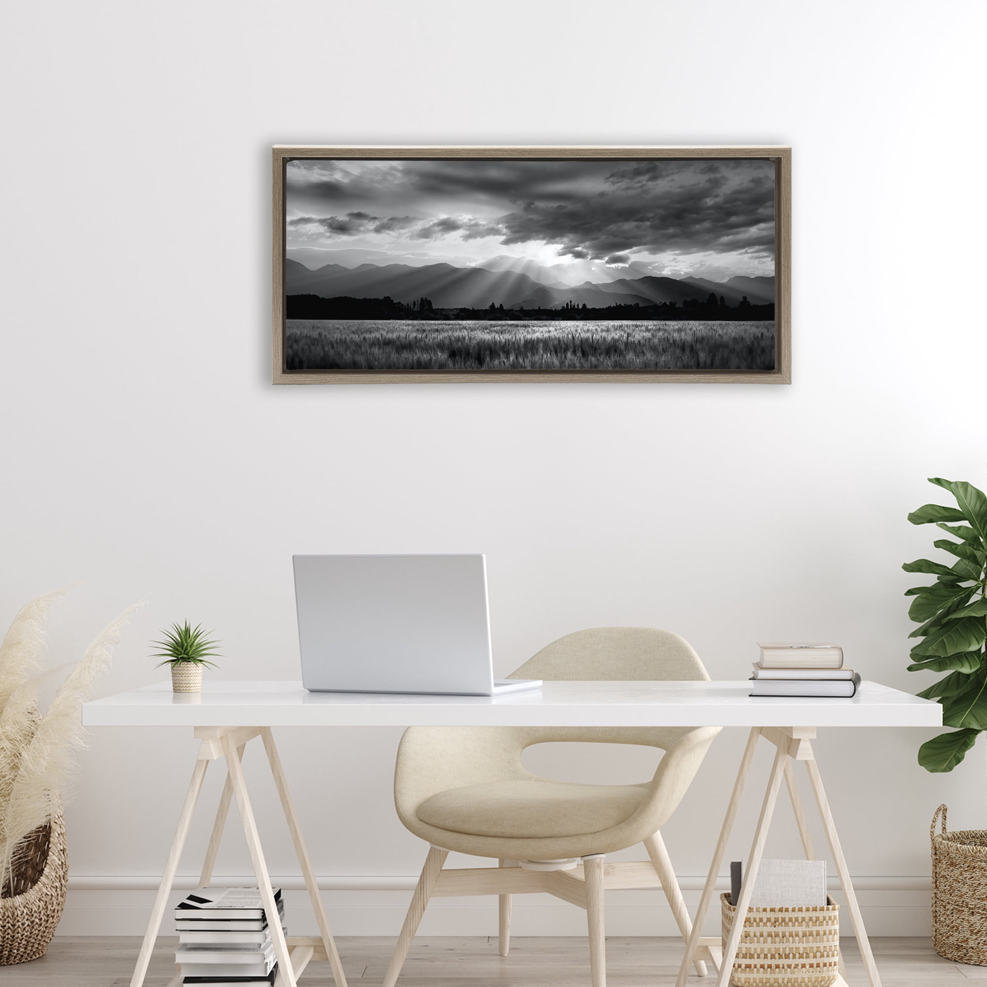 Stupell Industries Mountain Morning Sunbeams Brown Framed Floater Canvas Wall Art, design by Steve Toole