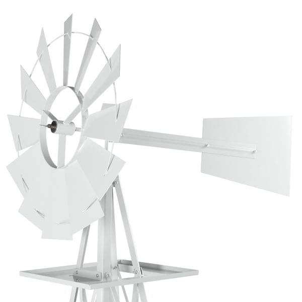 8FT Weather Resistant Yard Garden Windmill White