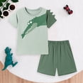 thumbnail image 2 of mgoYE Toddler Boy Clothes 4t Toddler Boy Summer Outfit Set 2 Piece Short Sleeve T Shirt and Short Soft Breathable Cotton Clothing Sets 2-7T(Green,5-6 Years), 2 of 9
