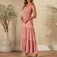thumbnail image 5 of Gamivast Halter Dresses for Women Elastic Waist Tiered Deep V-Neck Sleeveless Summer Dresses Boho Beach Dress Backless Ruffle Hem Vacation Resort Party, 5 of 6