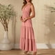thumbnail image 4 of Pantalones de Vestido Casual para las Mujeres Estilo sin Mangas Sólido V Cuello Vendaje Vestido Largo, Camisas de Vestido Casual para las Mujeres Inspirado Bodycon Maxi de Verano, 4 of 6
