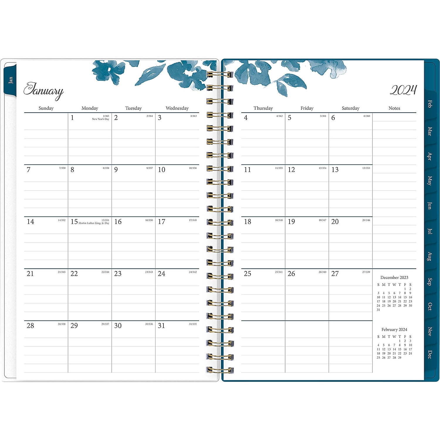 2024 Weekly Monthly Planner, 5x8, by Blue Sky, Bakah Blue