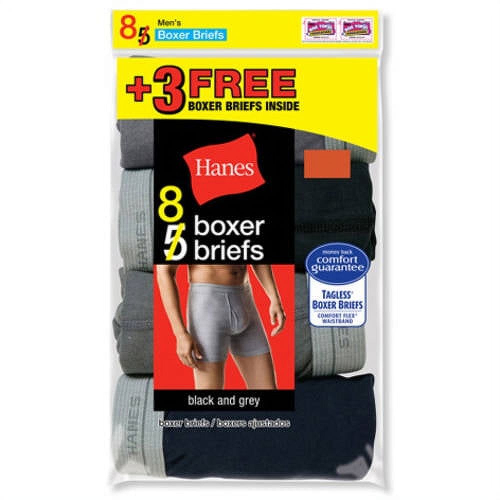 Men's Bonus Packs Black/Grey Boxer Brief 5 Pack + Get 3 Free - image 2 of 2