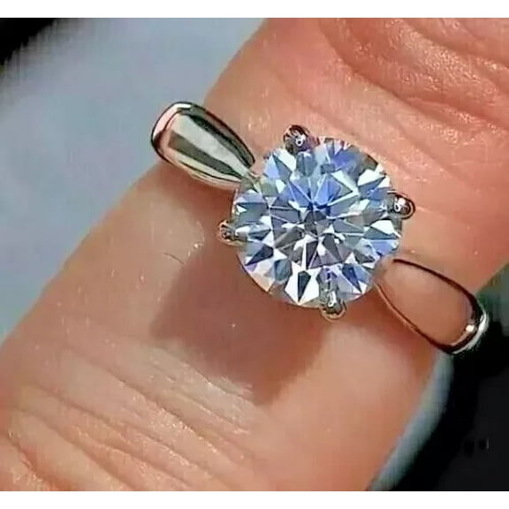 1.50Ct Round Lab Grown/CVD IGI Certified Diamond Ring Solitaire For Her 14k Gold Size-6