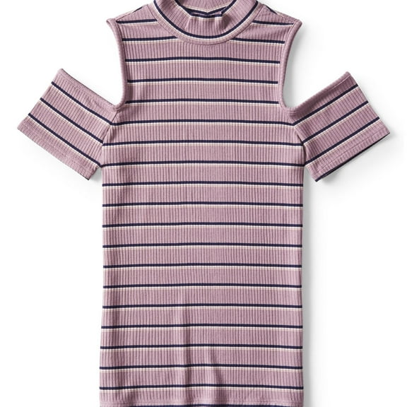 Aeropostale Womens Textured Cold Shoulder Pullover Blouse, Purple, Juniors, Small