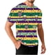 thumbnail image 2 of Ceisia Men's Summer Mardi Gras Stripe T-shirt Short Sleeve Round Neck Loose Fit Casual Daily Wear Purple XXXXL Gifts, 2 of 5
