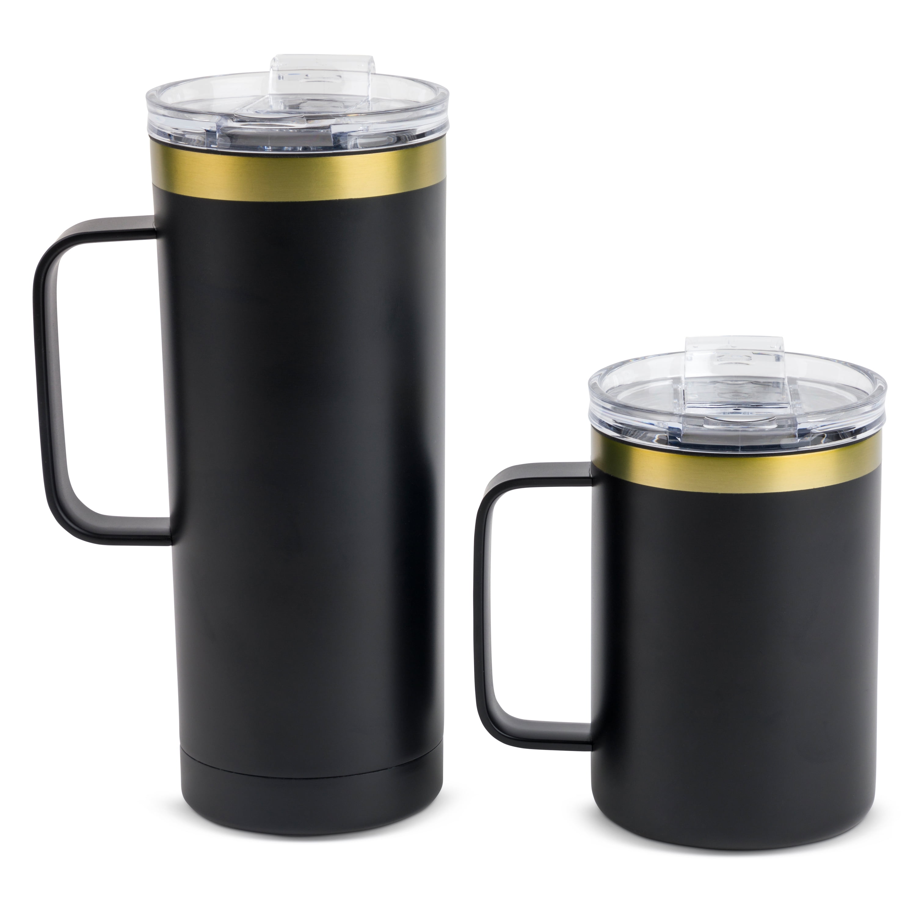 TAL Stainless Steel Mountaineer Coffee Mug 2 Pack, 20 fl oz and 12 fl oz, Black and Gold