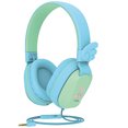 thumbnail image 1 of Auriculares para niños con micrófono, Riwbox CS6, plegables, estéreo, con control de volumen y función de compartición. (Azul y verde), 1 of 3
