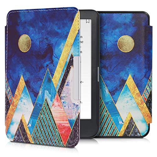 Flower Twins Dark Blue kwmobile Case Compatible with Kobo Clara HD Case PU e-Reader Cover 