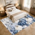 thumbnail image 4 of Area Rugs 5'x7', Thanksgiving Blue Pumpkins Carpet Runner Indoor Outdoor Rugs Home Decor Aesthetic, Fall Eucalyptus Farmhouse Wooden Non Slip Mats Washable Accent Rug for Living Room Bedroom, 4 of 8