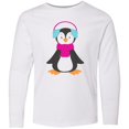 thumbnail image 3 of Inktastic Cute Penguin, Penguin With Ear Warmers, Scarf Long Sleeve Youth T-Shirt, 3 of 5