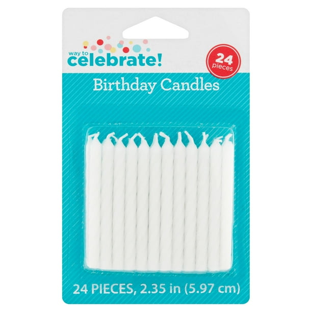 Way to Celebrate White Birthday Candles, 24 Pieces