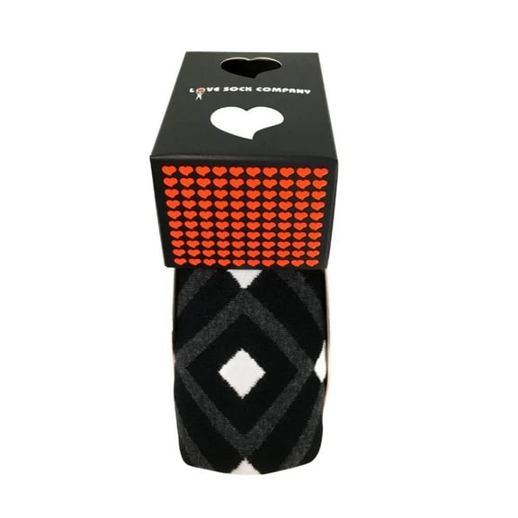 Love Sock Company Colorful Fun Patterned Men's Dress Socks Mirrors Black (M)