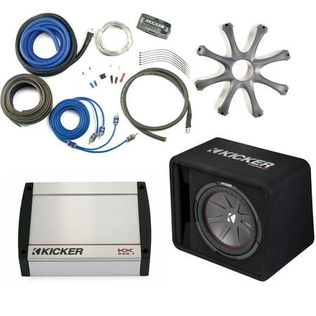 Amplifier Grille Cloth Kicker 43VCWR122 Comp R ported enclosure w/ 800 Watt Kicker 40KX8001 Amplifier, wiring kit, grille, and bass knob. ()