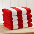 thumbnail image 6 of 100% Cotton Cabana Striped Oversized Beach & Pool Towels (4 Pack - 35" x 70", Red), 6 of 6