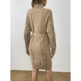 thumbnail image 2 of Cable Knit Sweater Dress, Casual High Neck Long Sleeve Dress, 2 of 5
