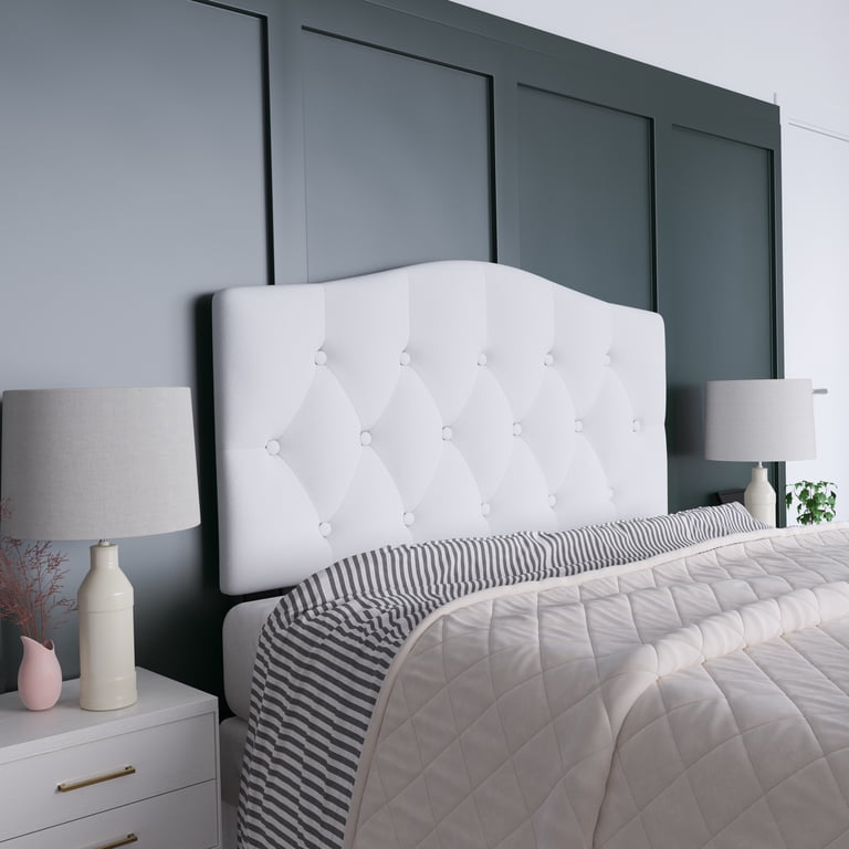 Emma + Oliver Tufted Queen Headboard, White Fabric photo 3