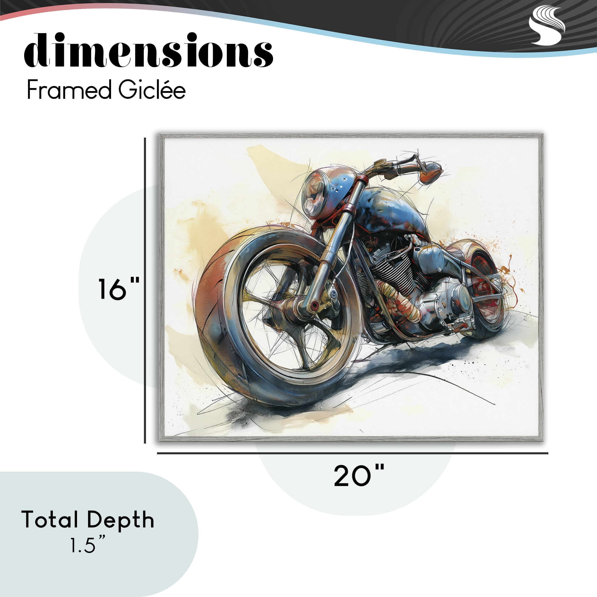 Stupell Industries Whimsical Motorcycle Concept Gray Framed Giclee Art, design by Steve Hunziker