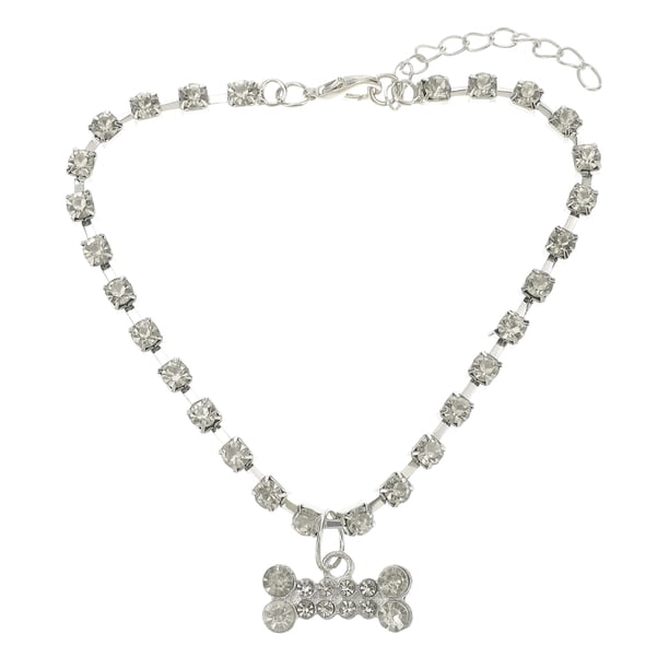 Collar ajustable para perro y gato, con diamantes de imitación