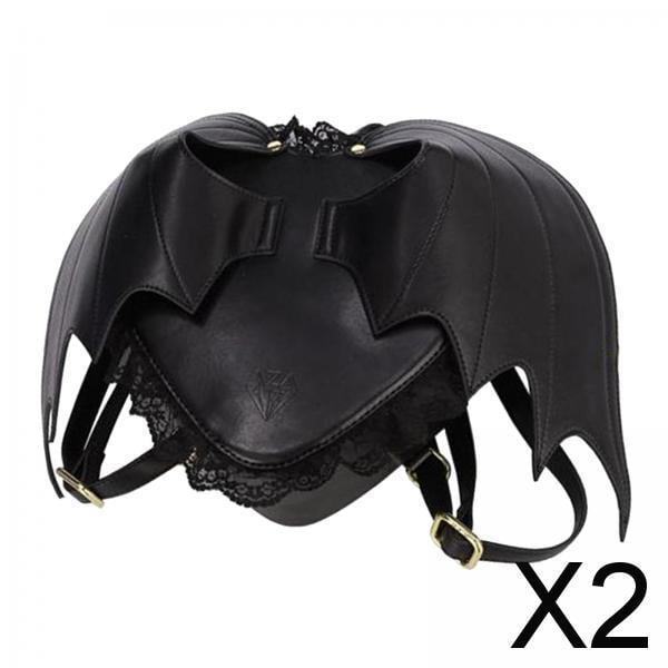 Mochila para mujer,Mochila gótica con diseño de murciélago y alas en forma de corazón en color negro,Mochila de cuero estilo gótico para mujer,Bolso de mano con alas de encaje y